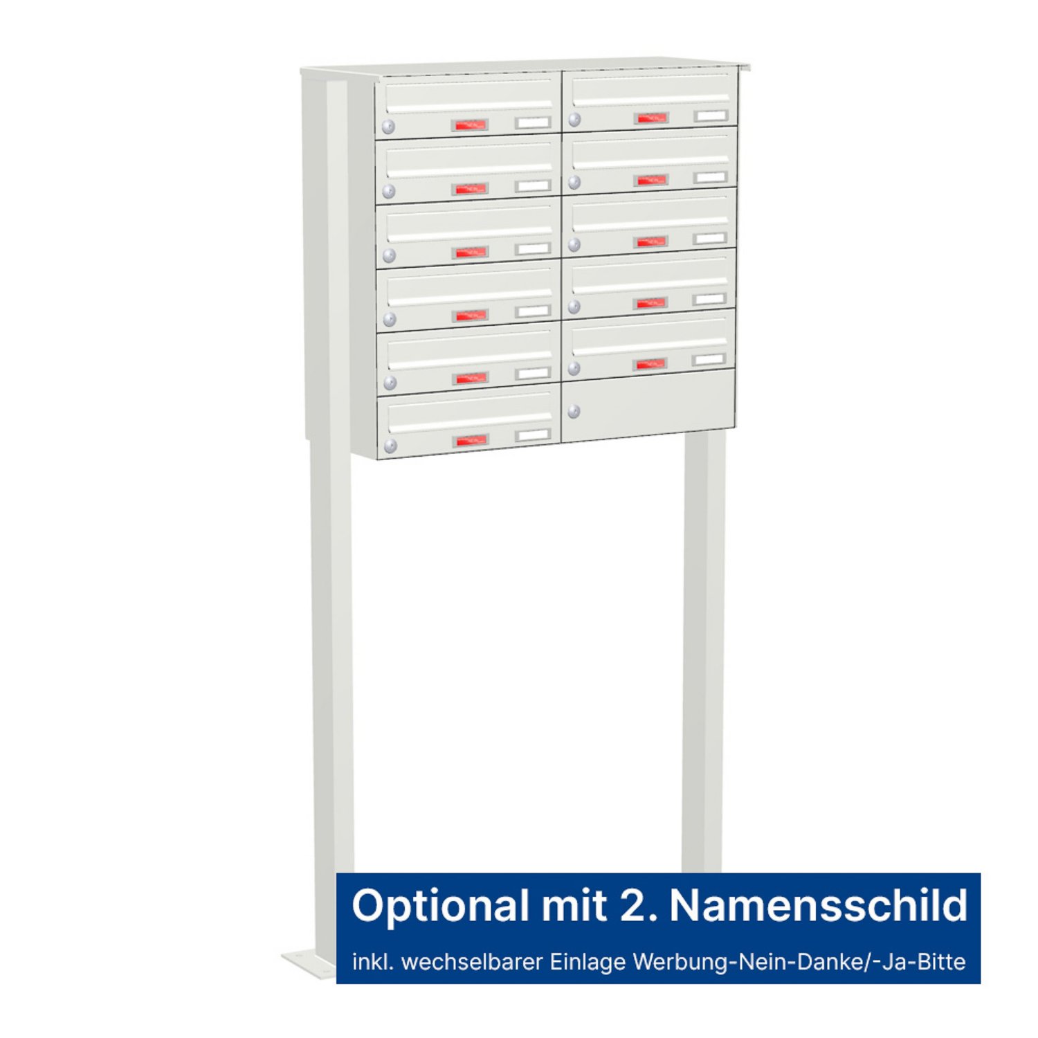 Briefkastenanlage | Freistehend | 11-fach | Waagerecht | Farbe
