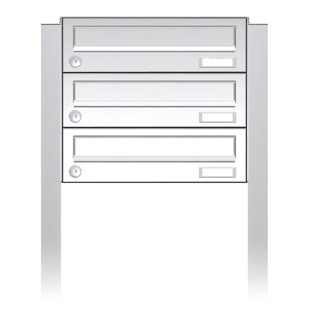 Briefkastenanlage | Freistehend | 3-fach | Waagerecht | Edelstahl