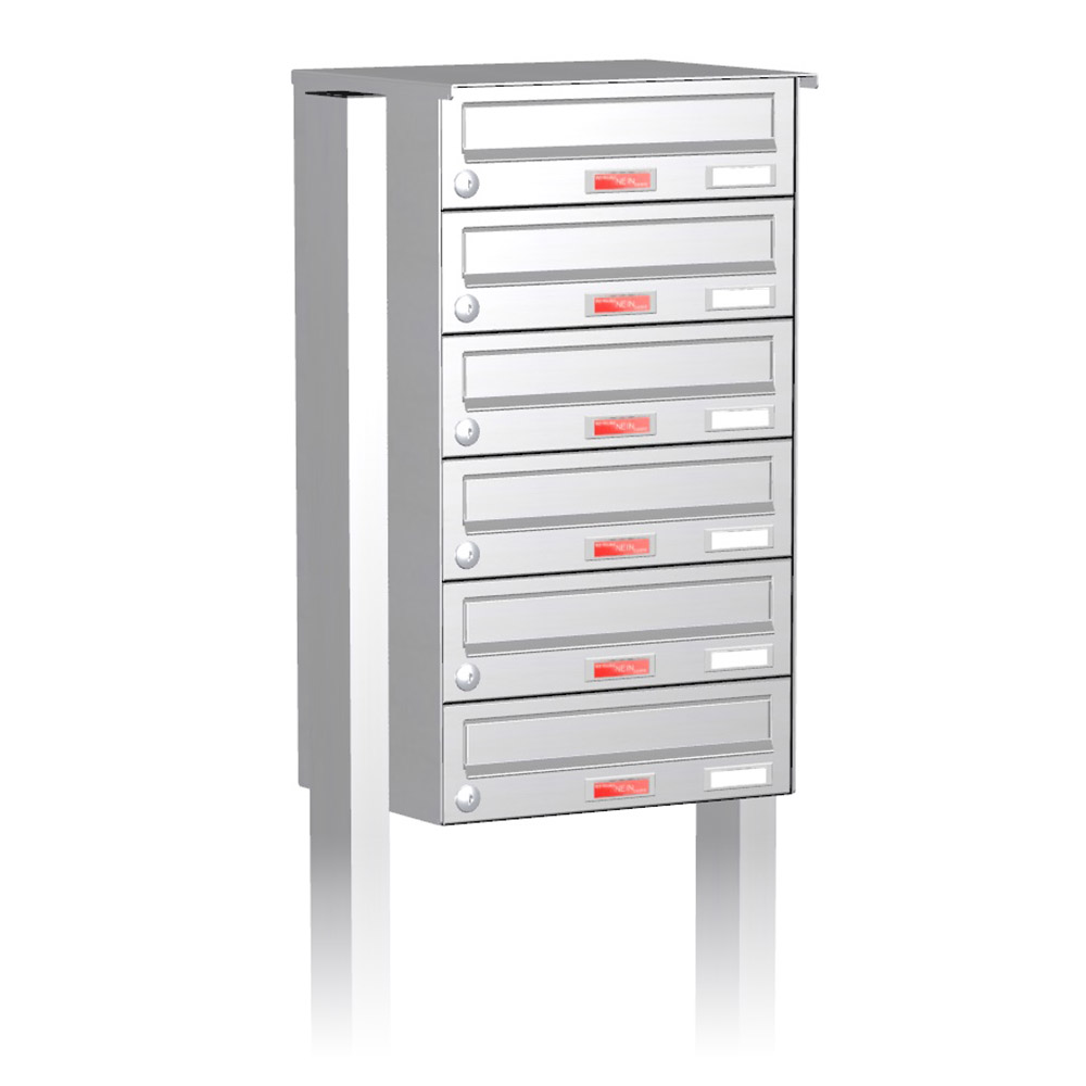 Briefkastenanlage | Freistehend | 6-fach | Waagerecht | Edelstahl