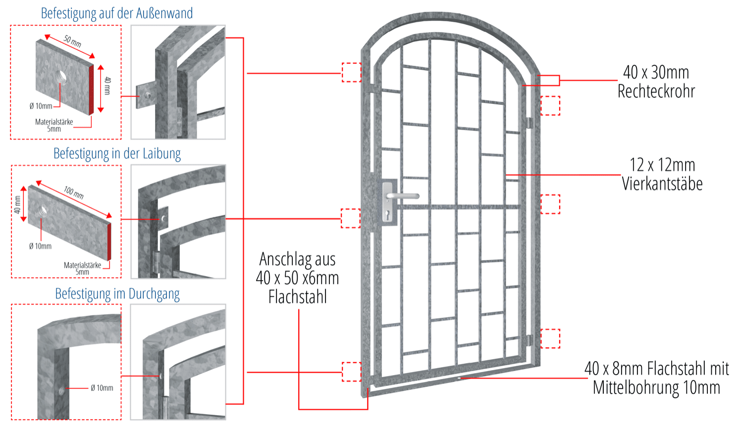 Traliedeur verzinkt Laddertop boog