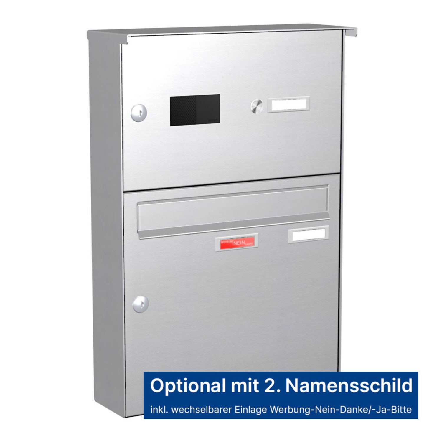 Briefkastenanlage | Aufputz | 1-fach | Senkrecht | Audio | Video | Edelstahl