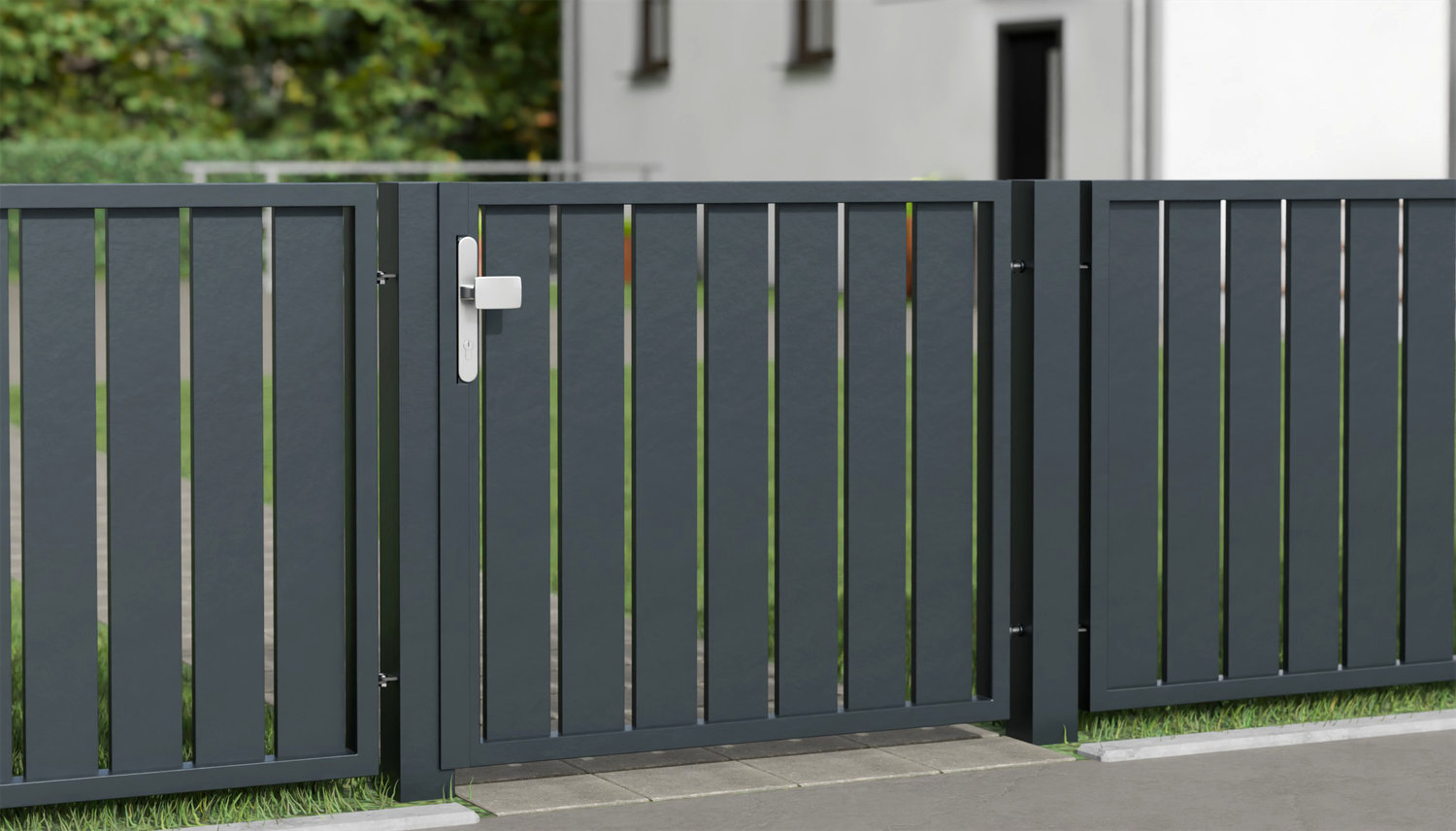 Tuindeur aluminium 1-vleugelig privacyscherm lamellen verticaal, GE