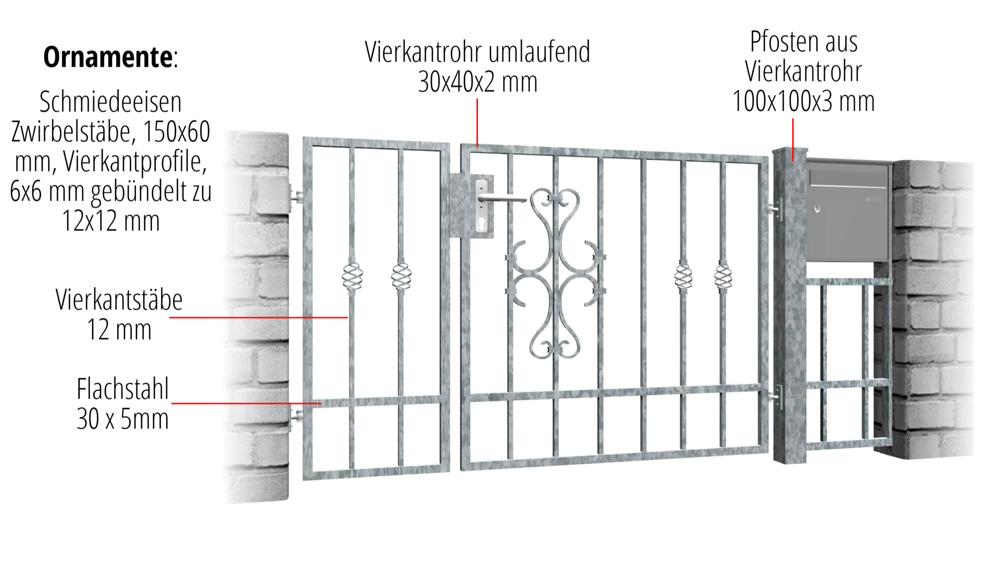 Tuindeur verzinkt 2-vleugelig, GE, BK