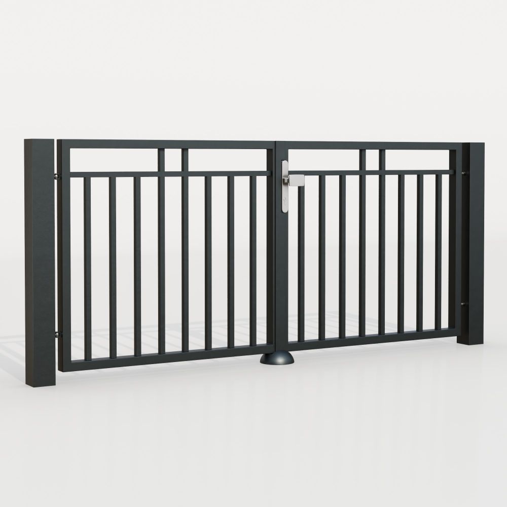 Tuinpoort aluminium 2-vleugelig stangvulling vertikal, GE