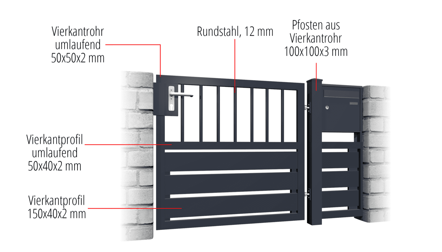 Tuindeur aluminium 1-vleugelig privacyscherm KSV 1, GE, BK