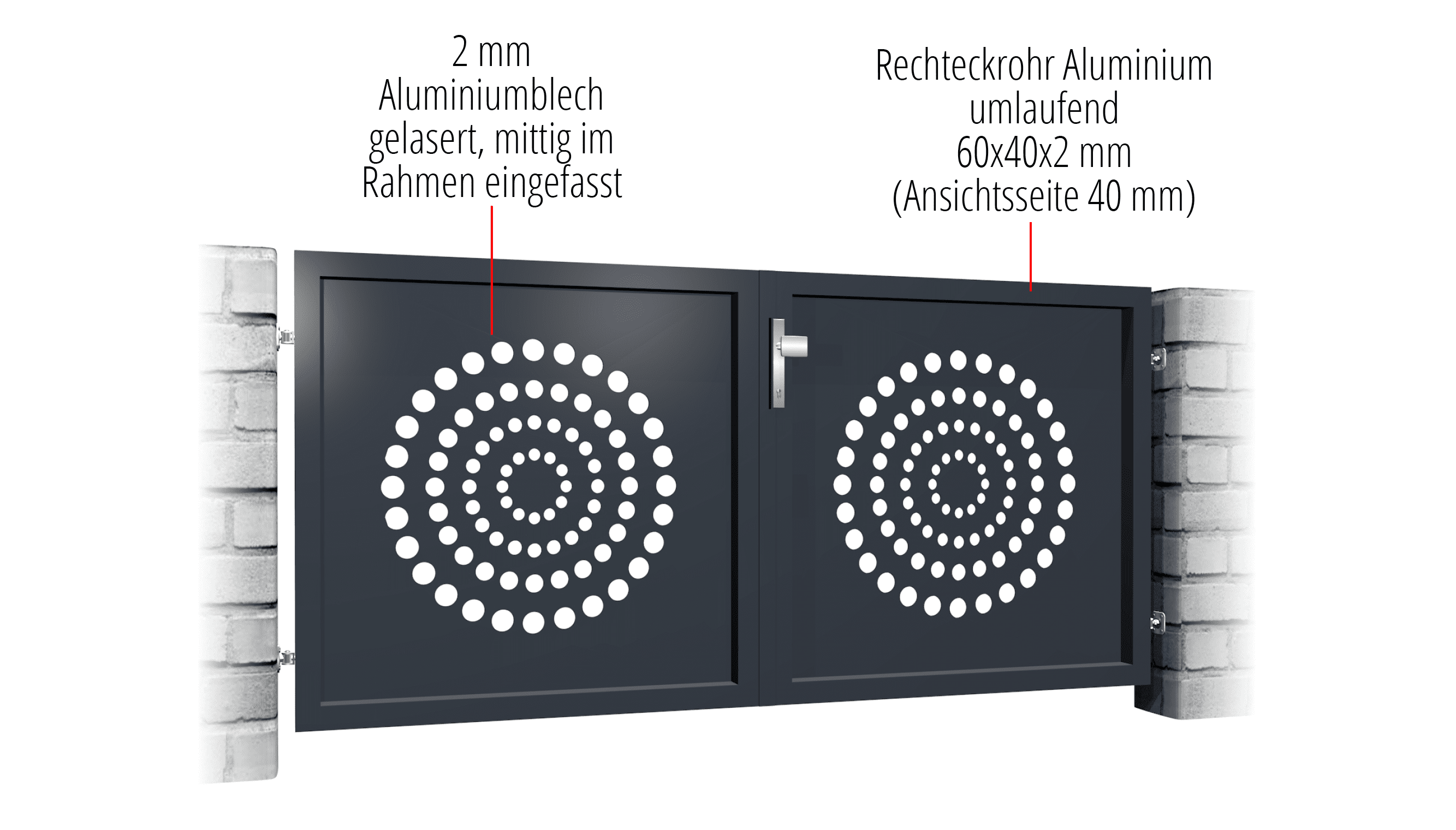 Tuinpoort aluminium 2-vleugelig laser gesneden ontwerp KR