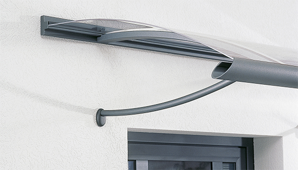 Vordach Aluminium mit Acrylglas - Modell VOL-MO Detailfoto