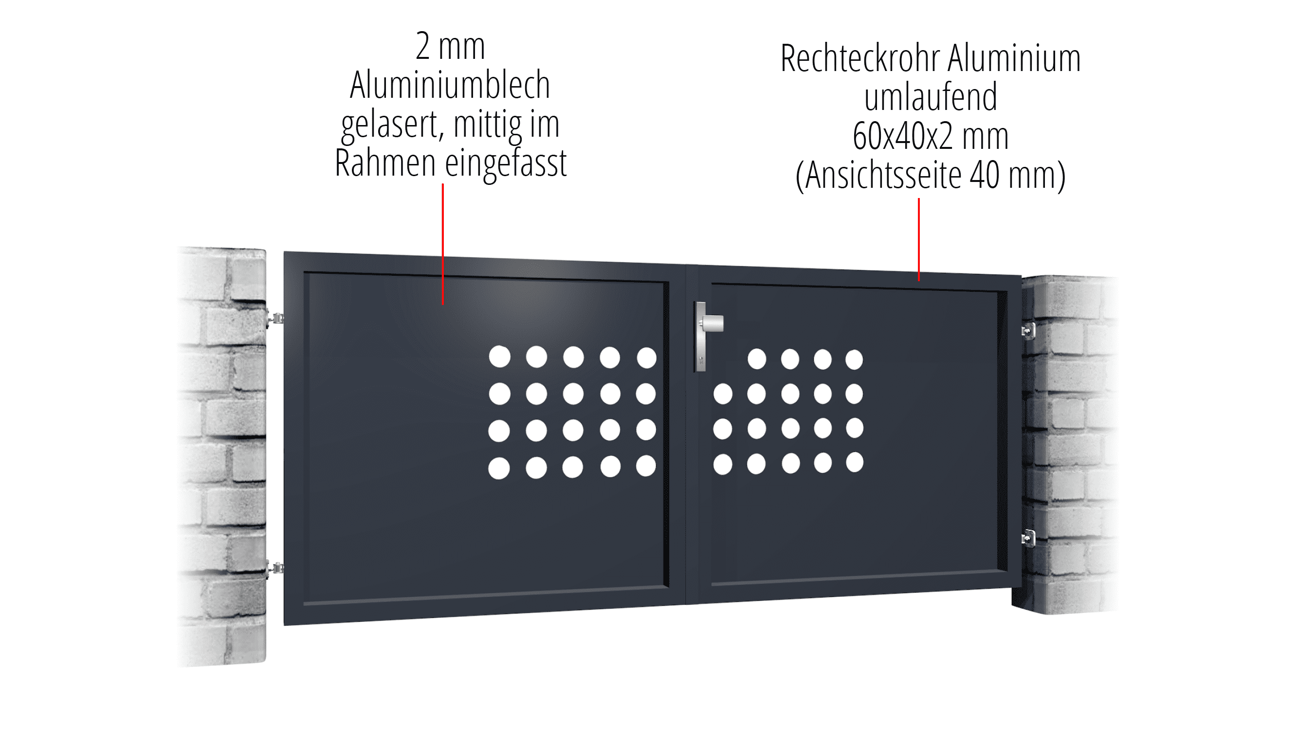 Tuinpoort aluminium 2-vleugelig privacyscherm RLR, GE