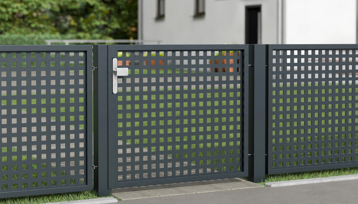 Tuindeur aluminium 1-vleugelig laser gesneden ontwerp QL 