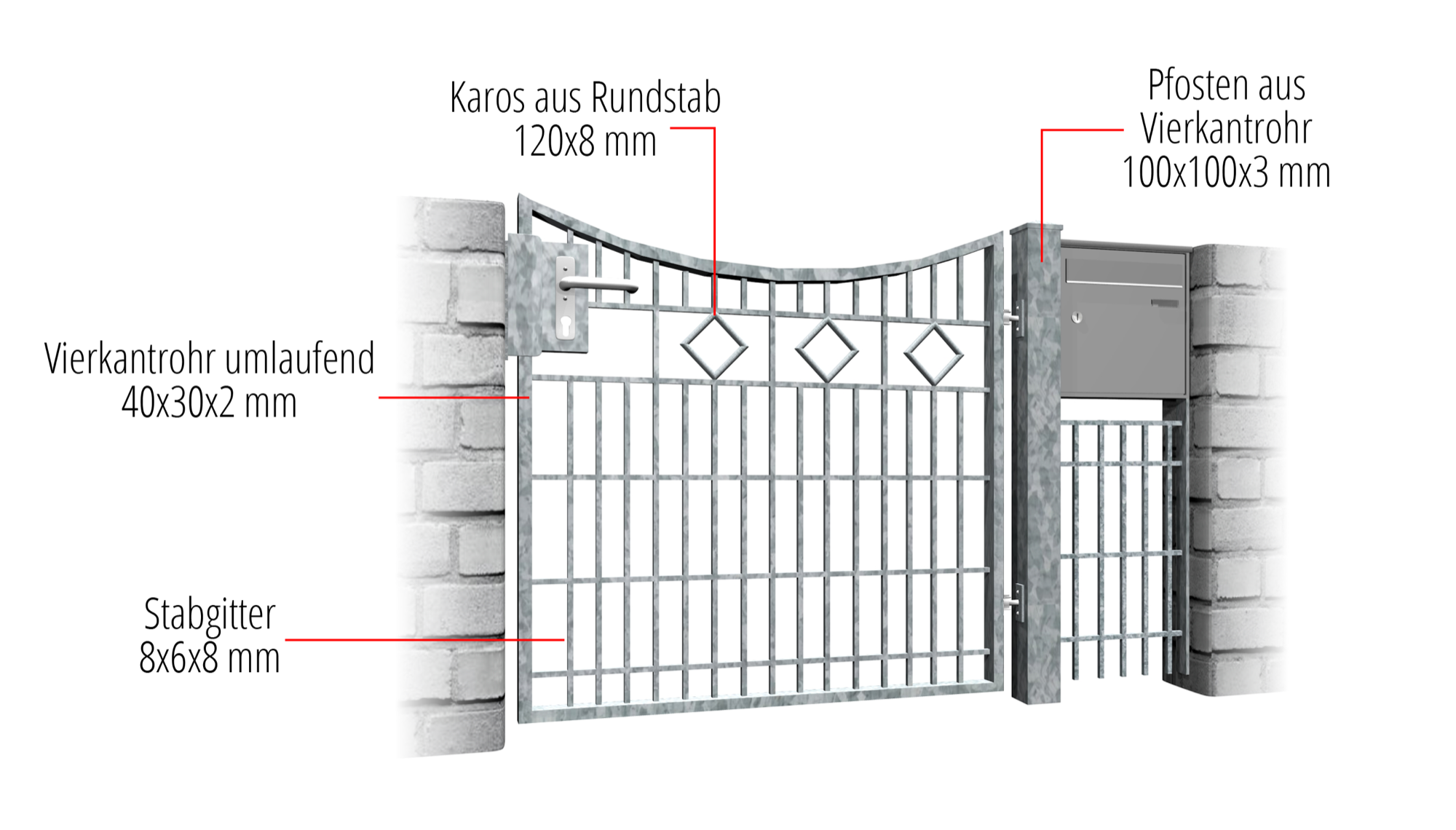 Verzinkte tuindeur 1-vleugel KR, UB, BK