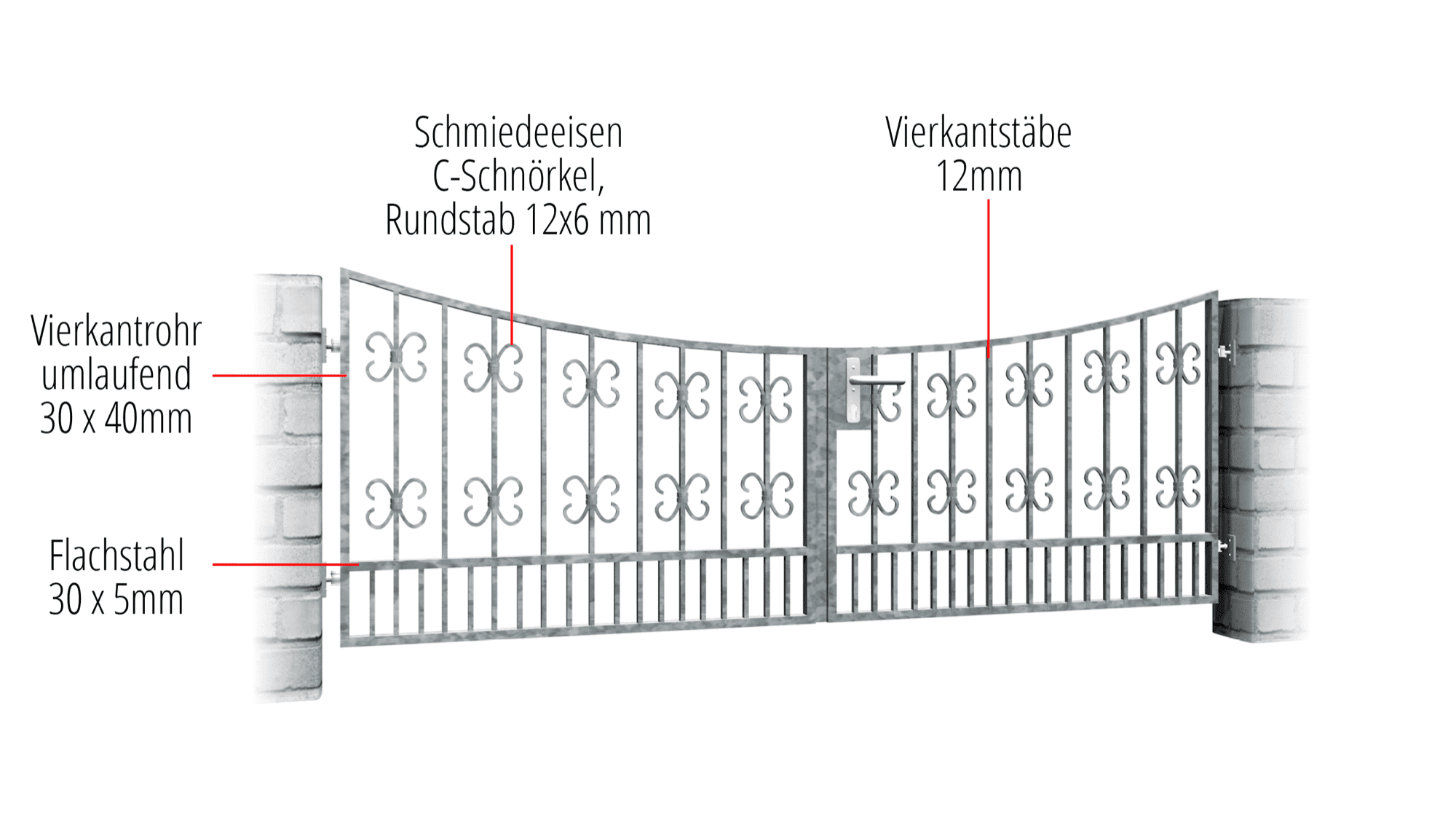 Tuinpoort verzinkt 2-vleugelig barok, UB