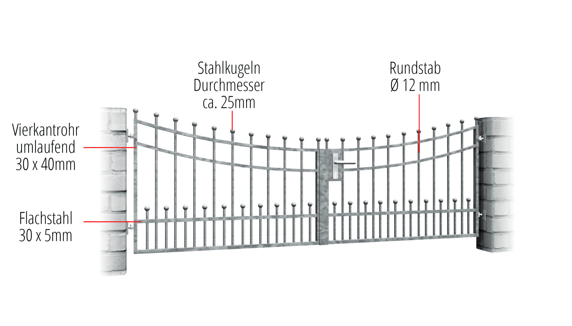 Tuinpoort verzinkt 2-vleugelig Bonn, UB