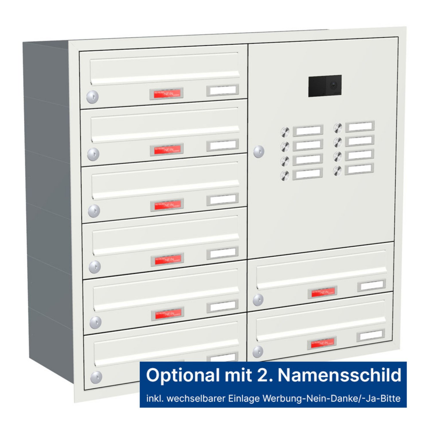 Briefkastenanlage | Unterputz | 8-fach | Waagerecht | Audio | Video | Farbe