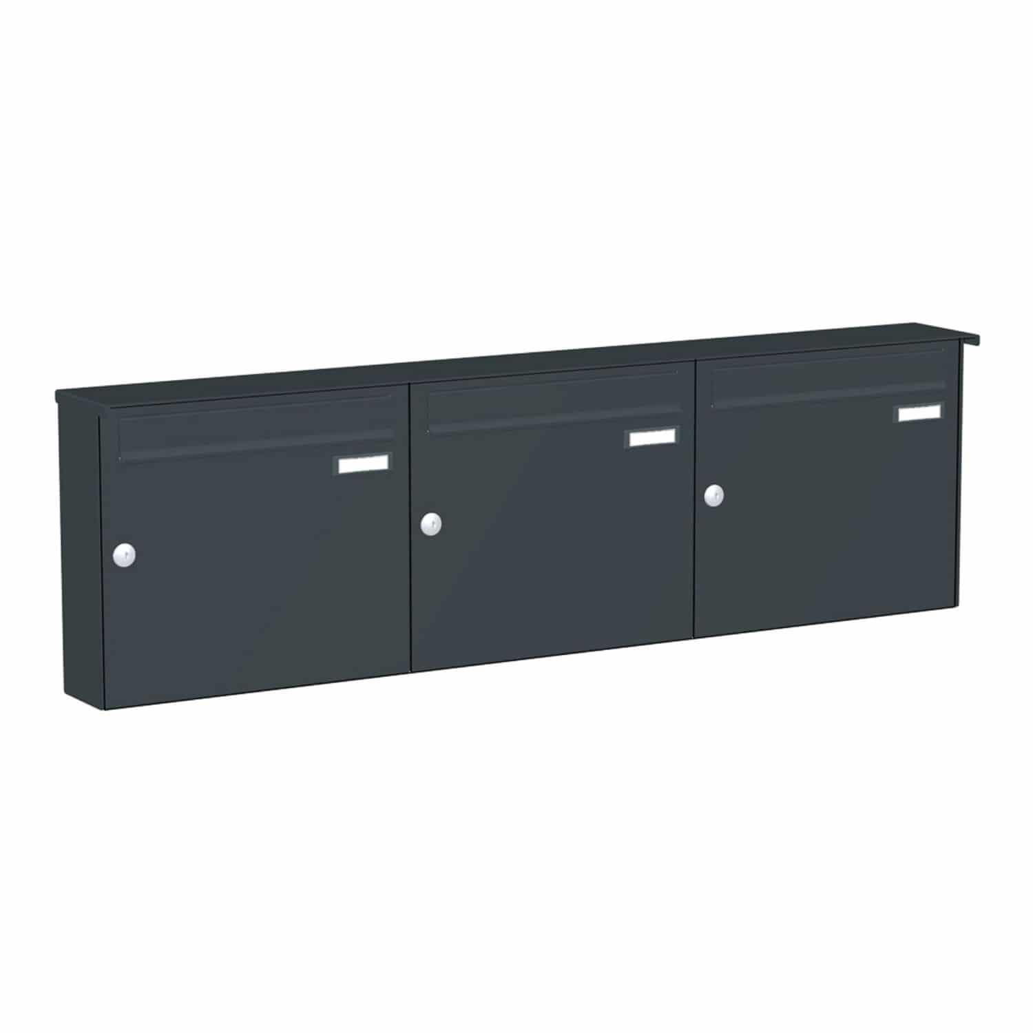 Briefkastenanlage | Aufputz | 3-fach | Senkrecht | Farbe