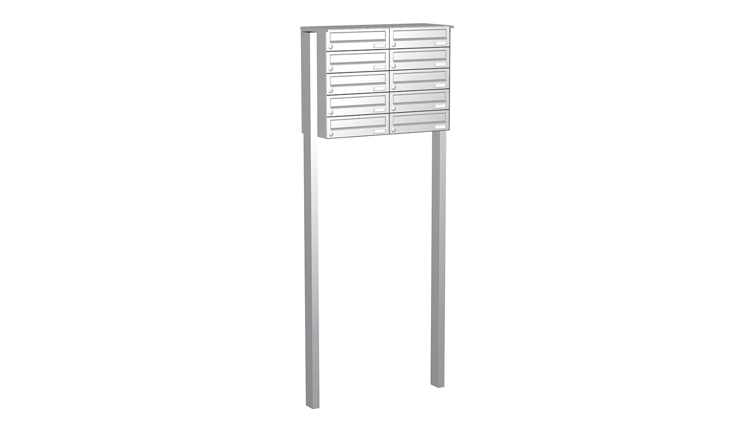 Briefkastenanlage | Freistehend | 10-fach | Waagerecht | Edelstahl