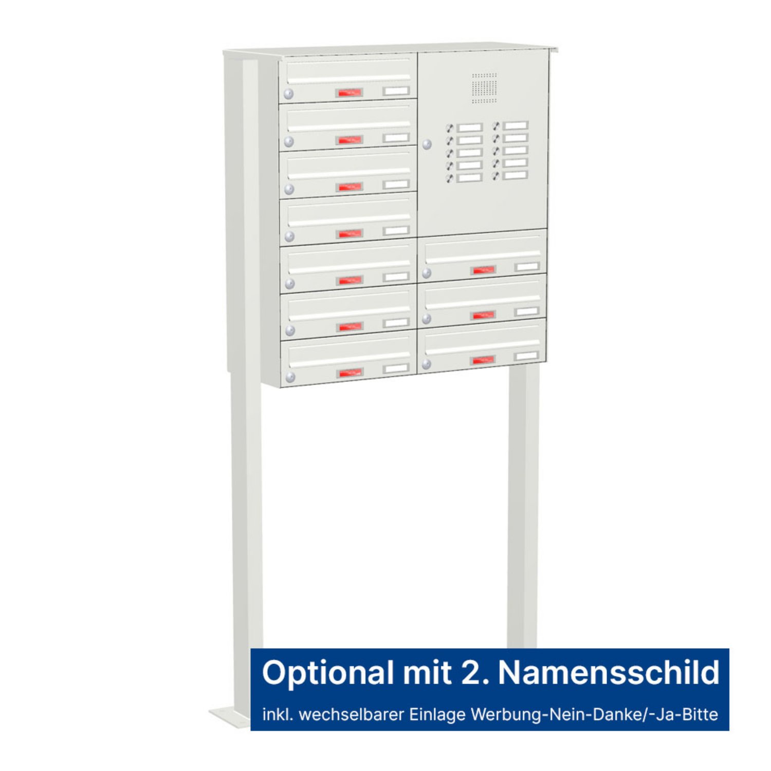 Briefkastenanlage | Freistehend | 10-fach | Waagerecht | Audio | Video | Farbe