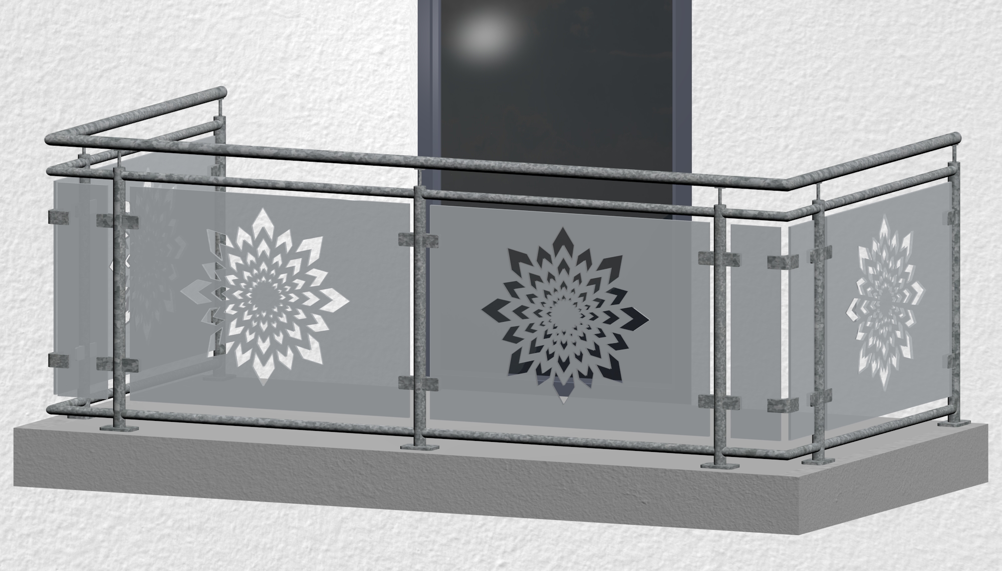 Balkonhek verzinkt Design glas KL