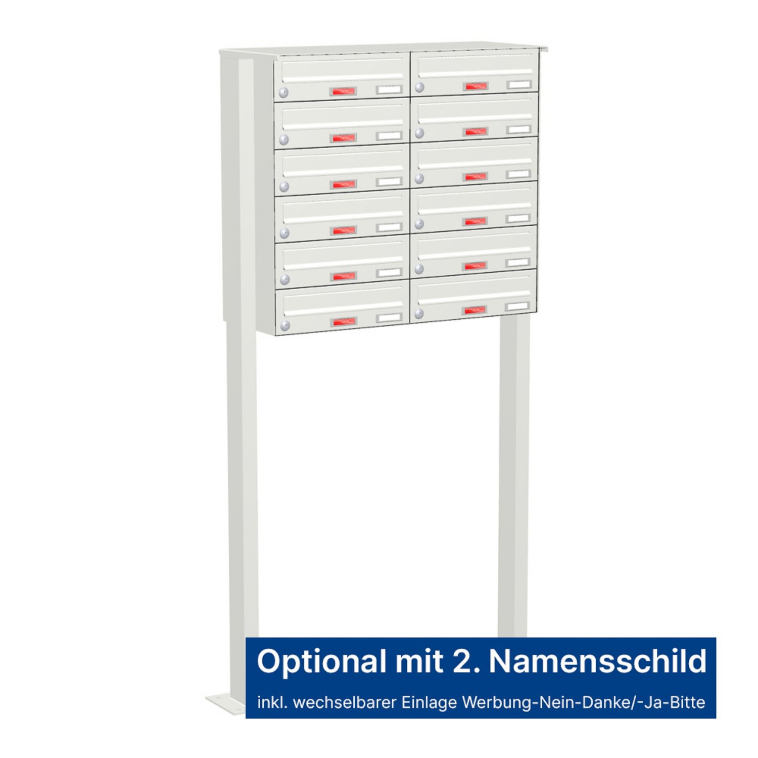 Briefkastenanlage | Freistehend | 12-fach | Waagerecht | Farbe