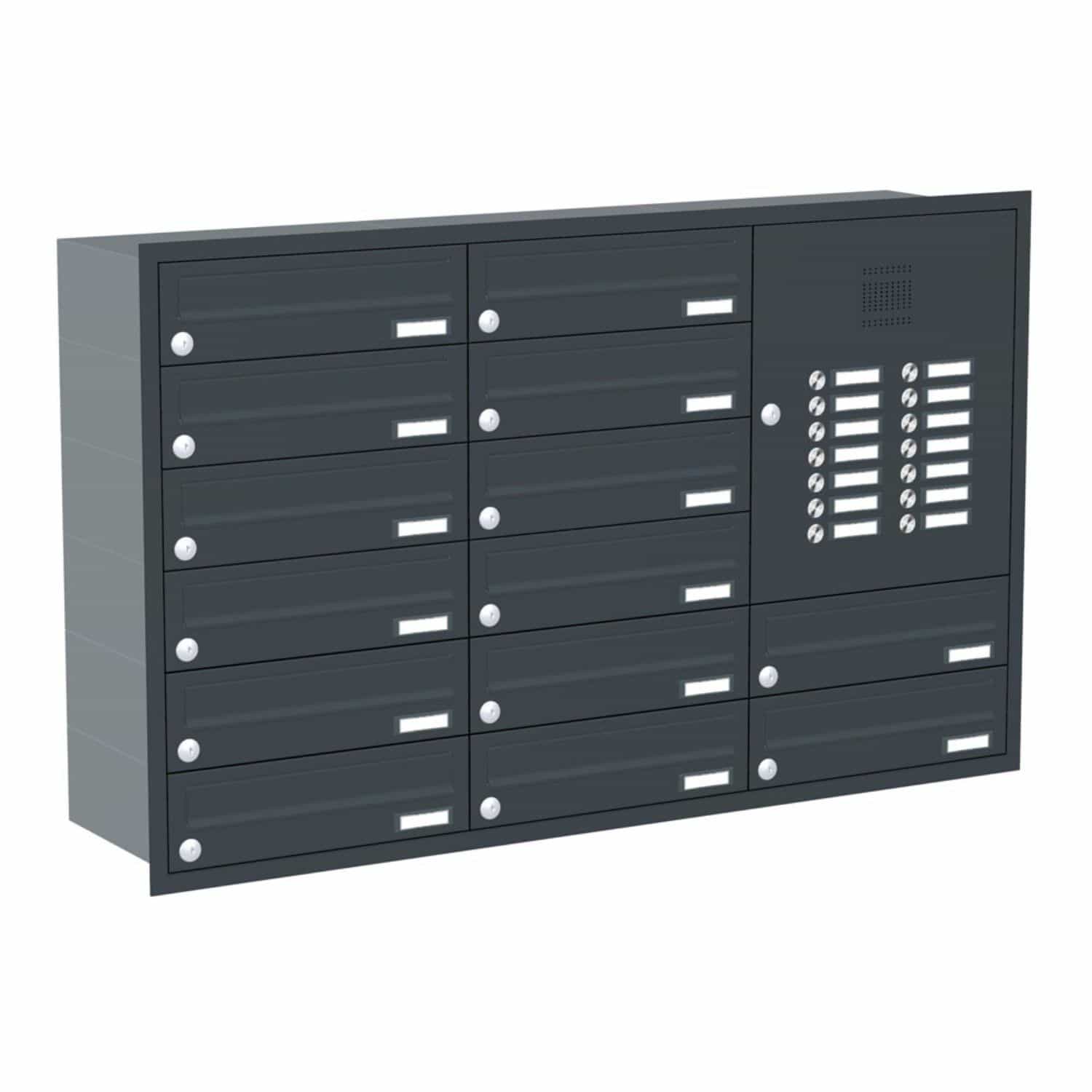 Briefkastenanlage | Unterputz | 14-fach | Waagerecht | Audio | Video | Farbe