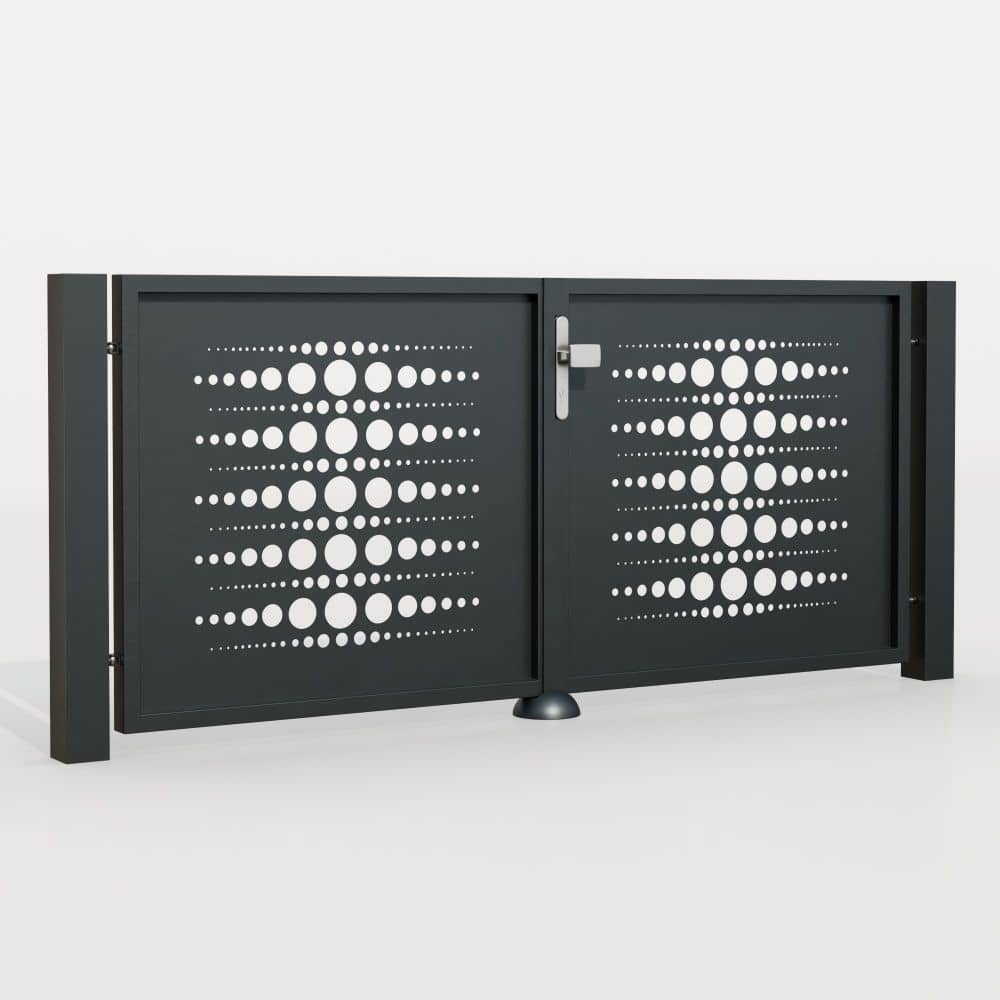 Tuinpoort aluminium 2-vleugelig lasergesneden ontwerp PE 2