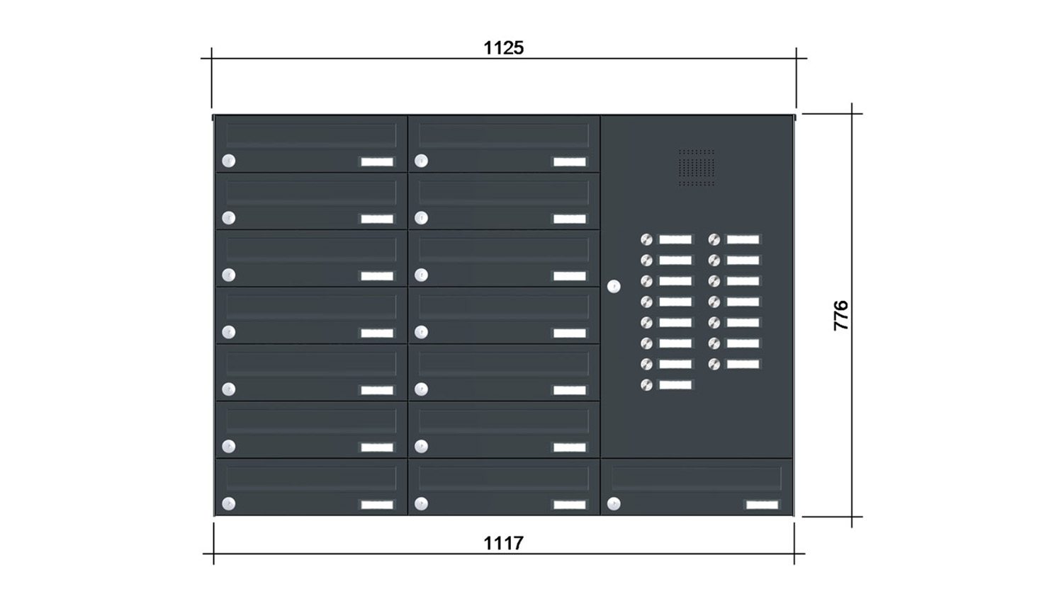 Briefkastenanlage | Aufputz | 15-fach | Waagerecht | Audio | Video | Farbe