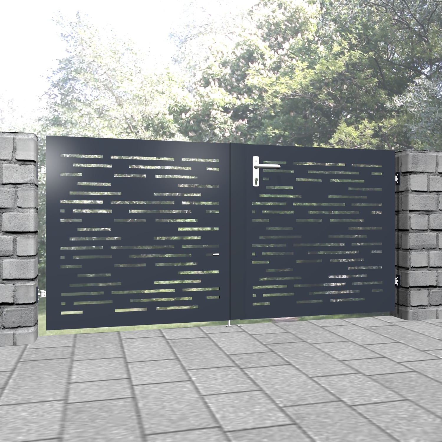 Tuinpoort aluminium 2-vleugelig lasergesneden ontwerp SF HO