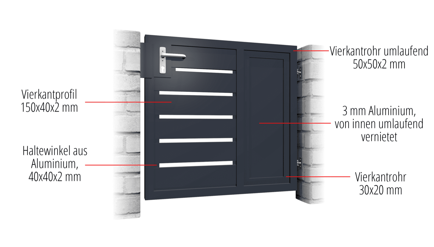 Tuindeur aluminium 1-vleugelig privacyscherm KSB, GE