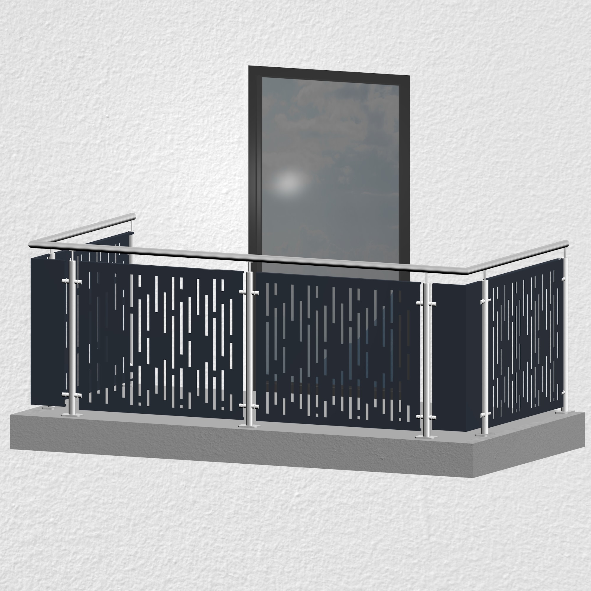 Balkonhek roestvrij staal ontwerpblad SF VE