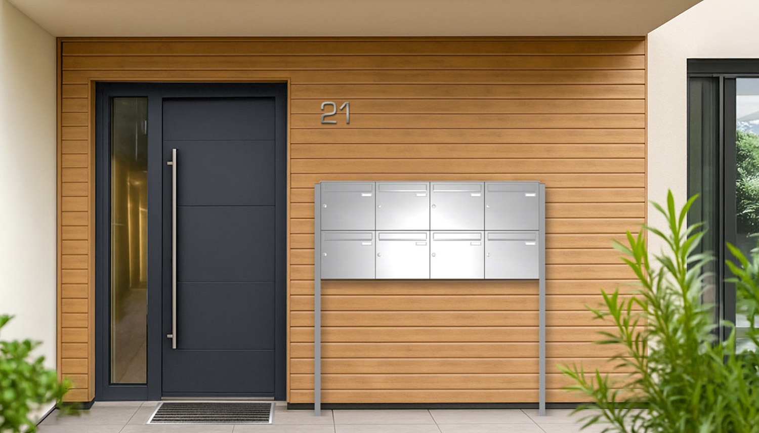 Briefkastenanlage | Freistehend | 8-fach | Senkrecht | Edelstahl