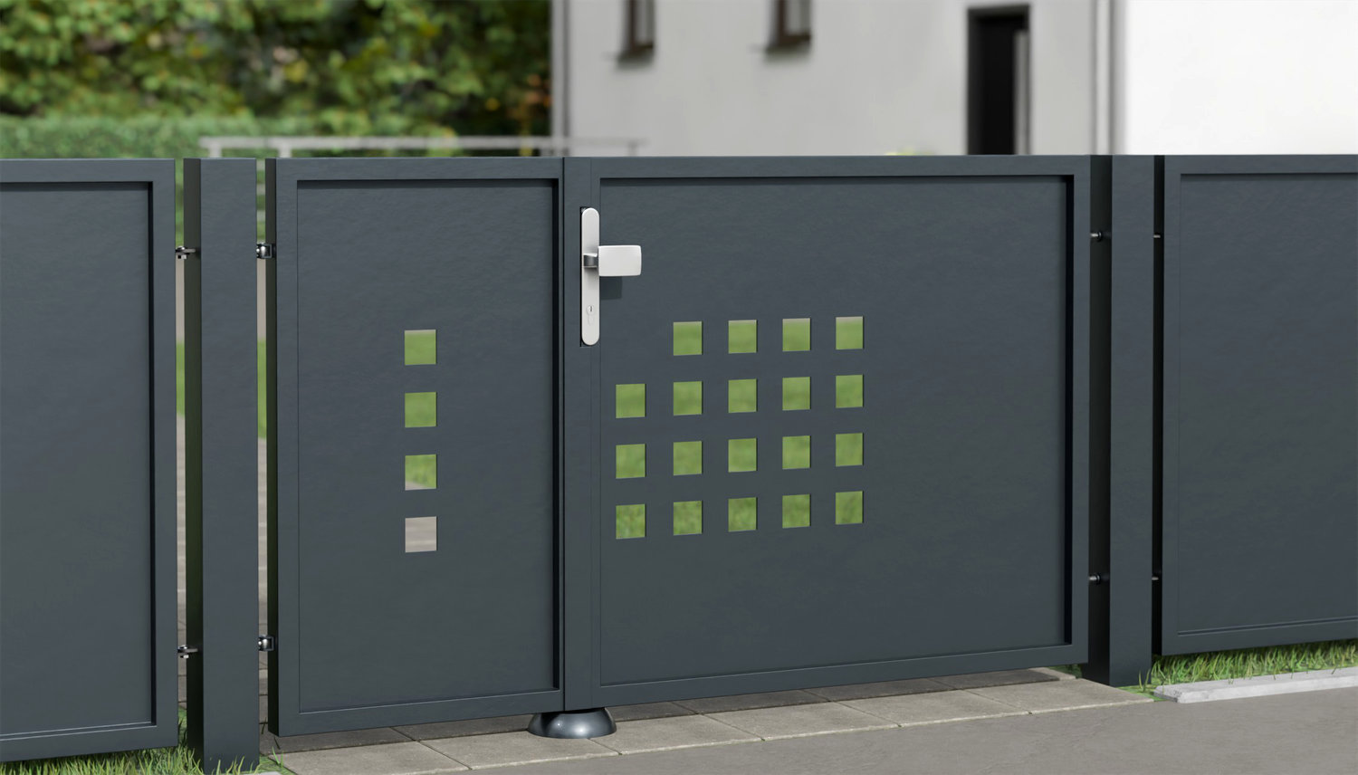 Tuindeur aluminium 2-vleugelig privacyscherm QLR, GE