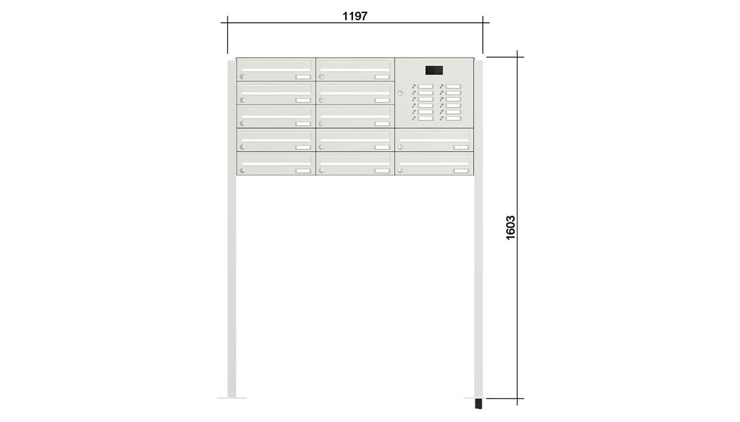 Briefkastenanlage | Freistehend | 12-fach | Waagerecht | Audio | Video | Farbe