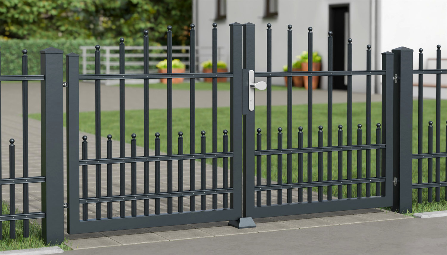  Tuinpoort aluminium 2-vleugelig Palisades DPP Classic, OB