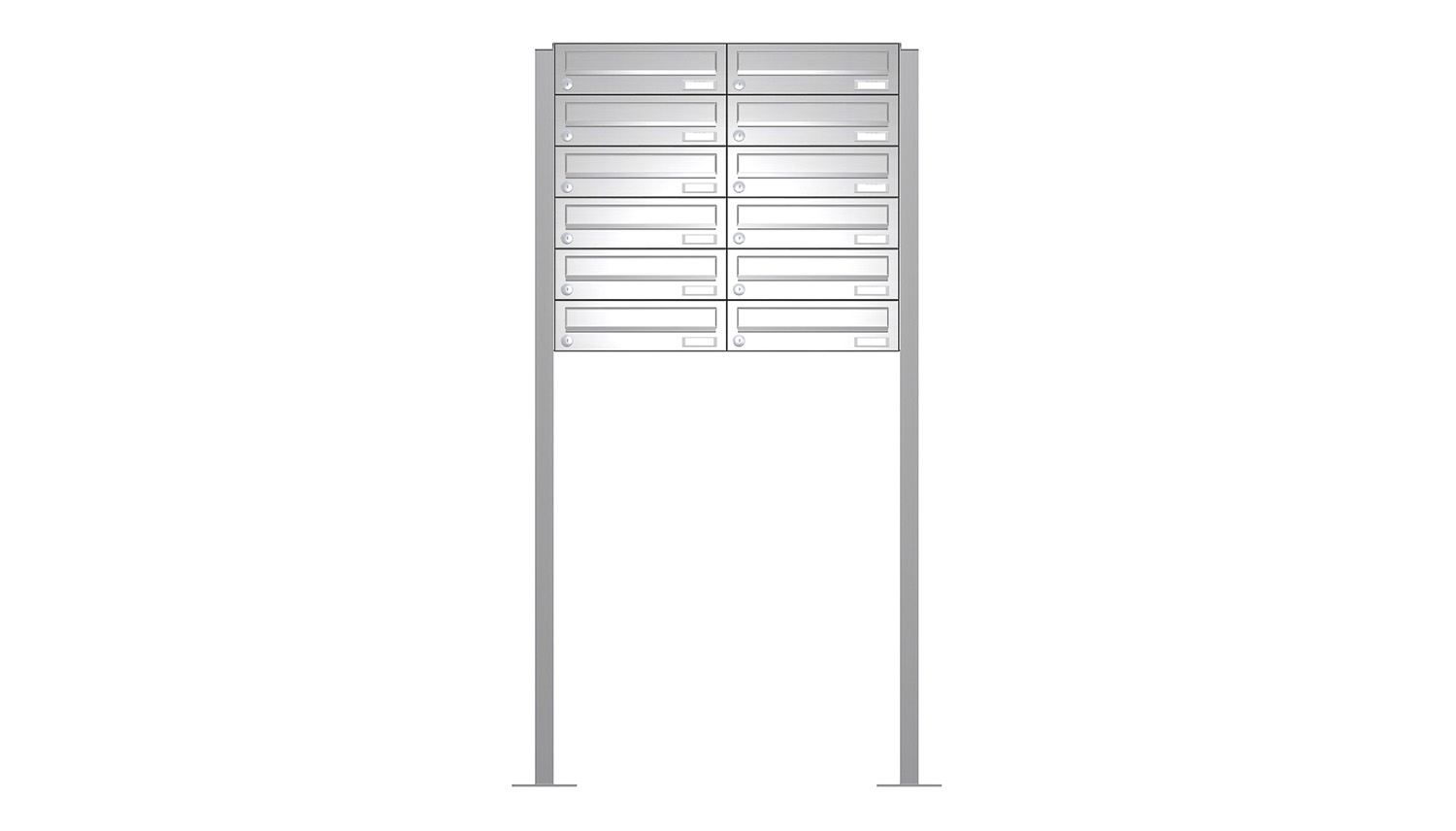 Briefkastenanlage | Freistehend | 12-fach | Waagerecht | Edelstahl