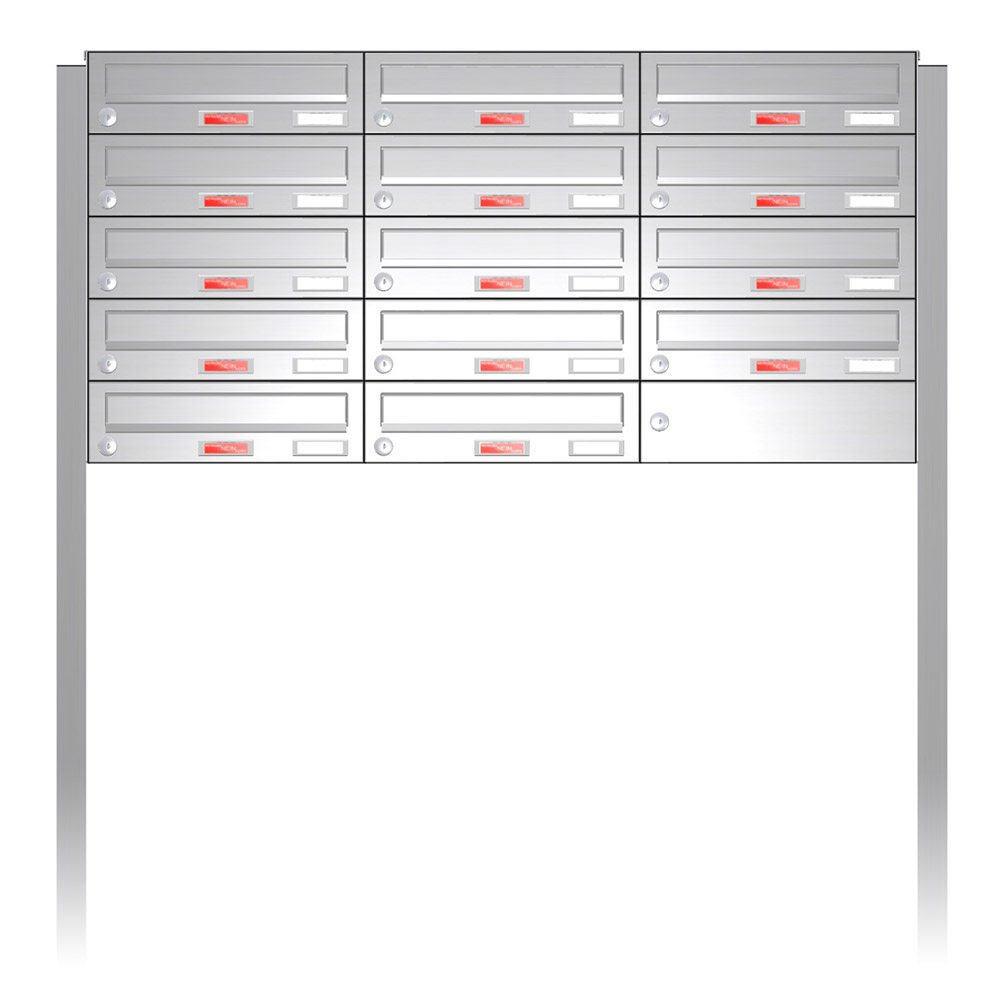 Briefkastenanlage | Freistehend | 14-fach | Waagerecht | Edelstahl