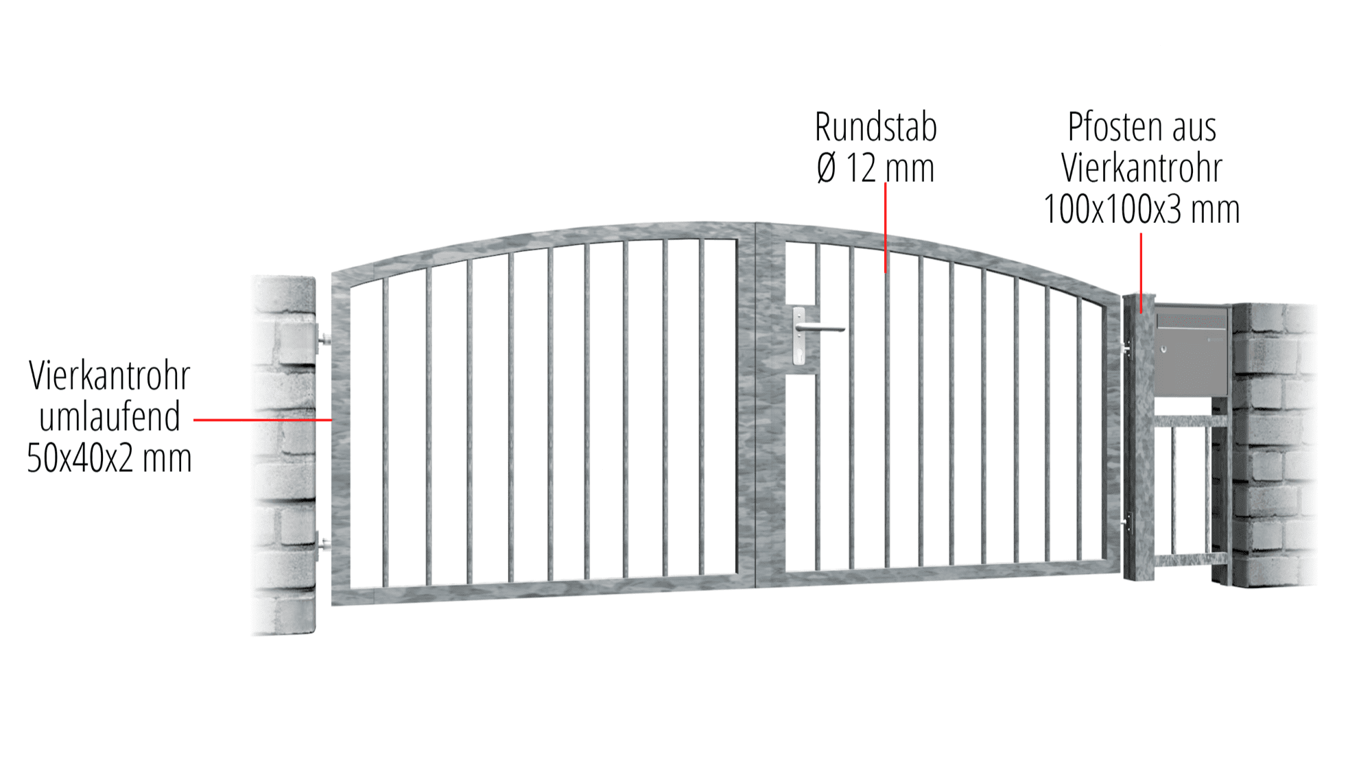 Tuinpoort verzinkt 2-vleugelig Massive 2, OB, BK