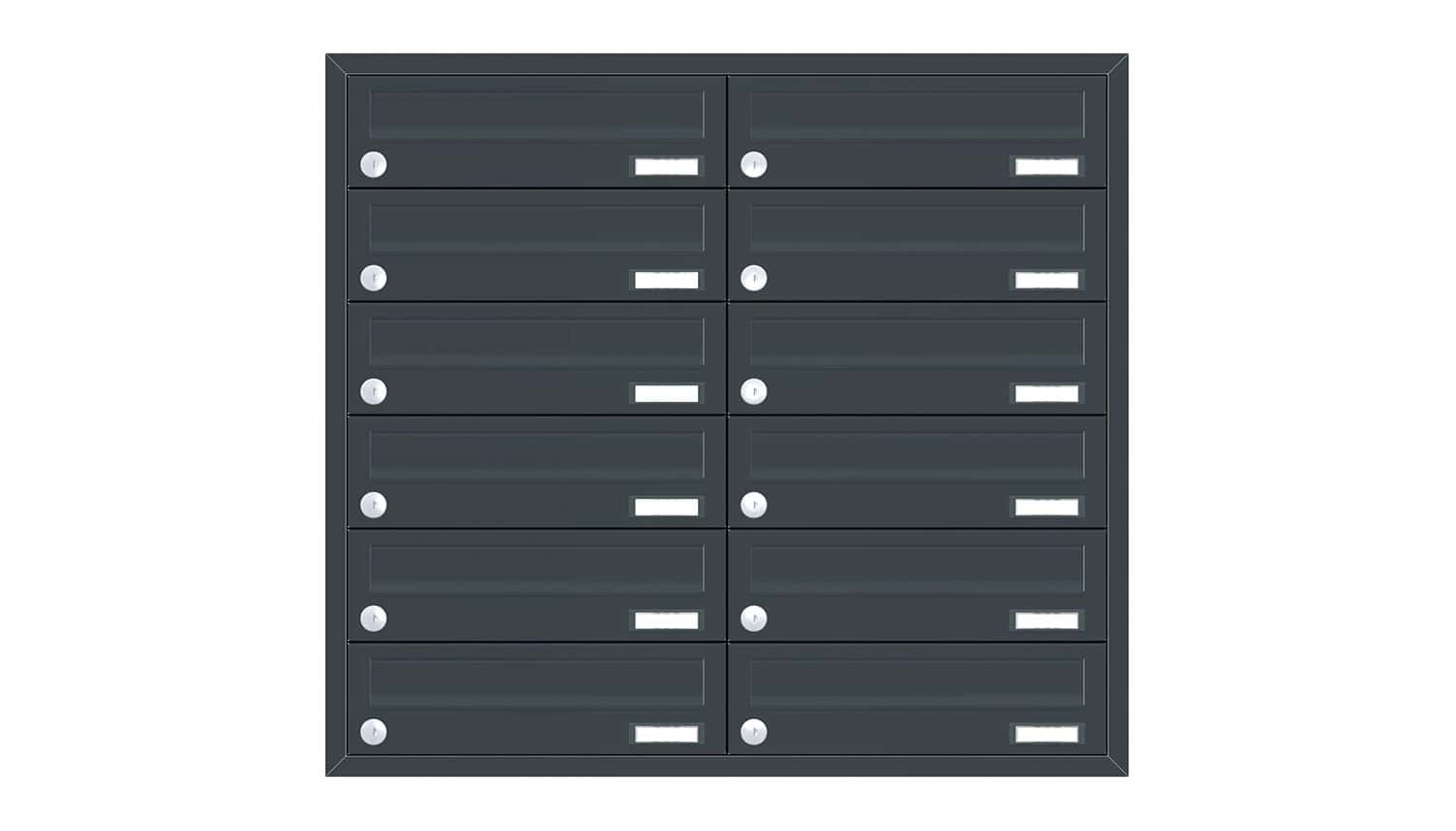 Briefkastenanlage | Unterputz | 12-fach | Waagerecht | Farbe