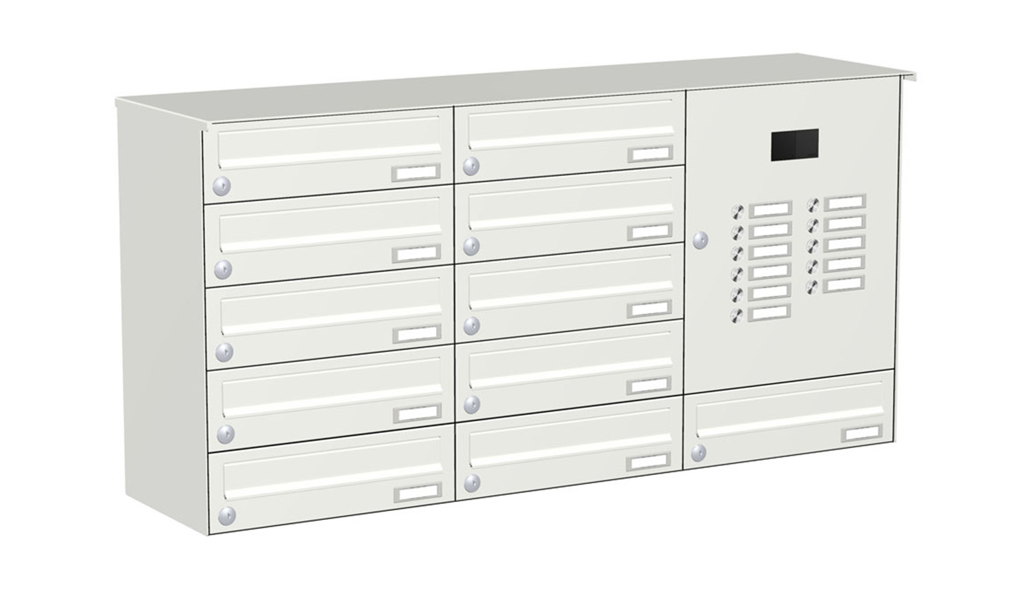 Briefkastenanlage | Aufputz | 11-fach | Waagerecht | Audio | Video | Farbe