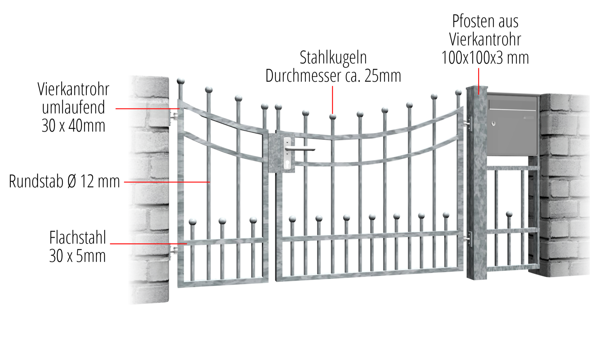 Tuindeur verzinkt 2-vleugelig Bonn, UB, BK