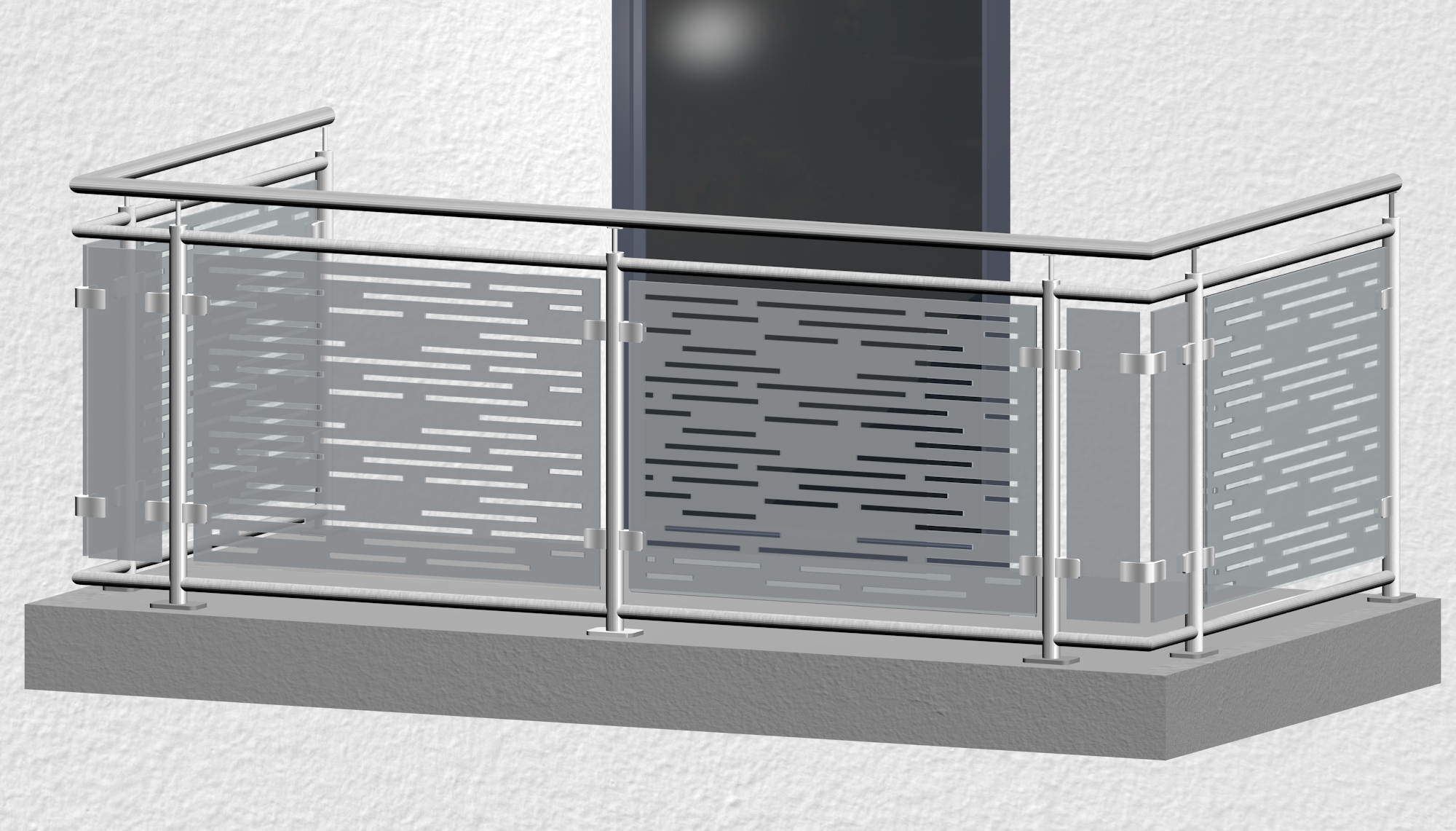 Balkonhek roestvrij staal ontwerp glas SF HO