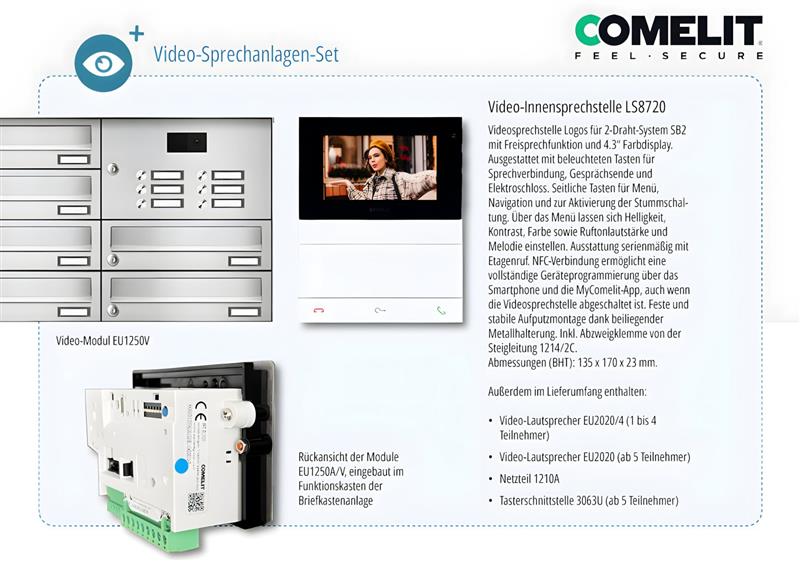 Briefkastenanlage | Aufputz | 12-fach | Waagerecht | Audio | Video | Farbe