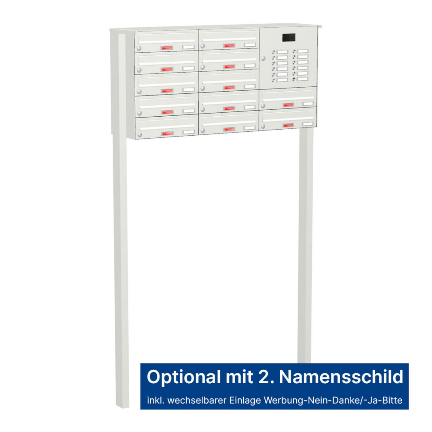 Briefkastenanlage | Freistehend | 12-fach | Waagerecht | Audio | Video | Farbe