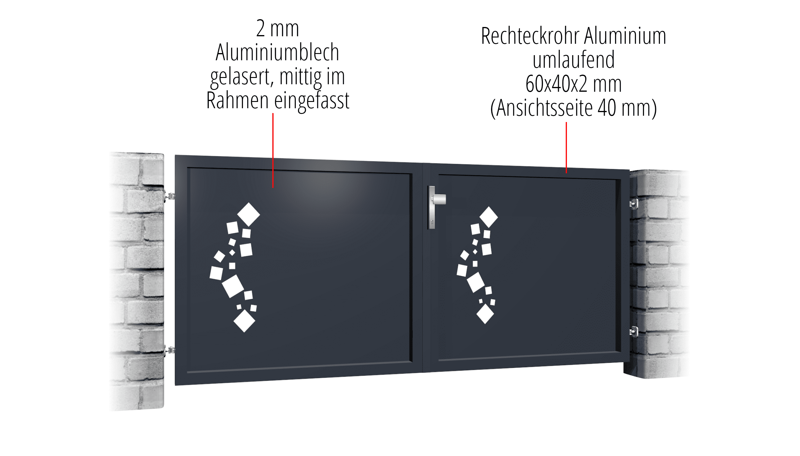 Tuinpoort aluminium 2-vleugelig privacyscherm QE, GE