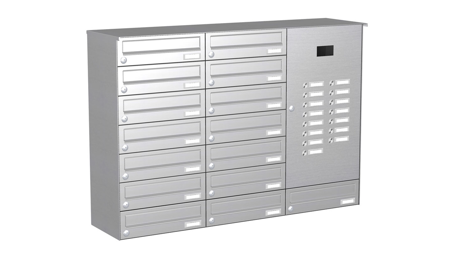 Briefkastenanlage | Aufputz | 15-fach | Waagerecht | Audio | Video | Edelstahl