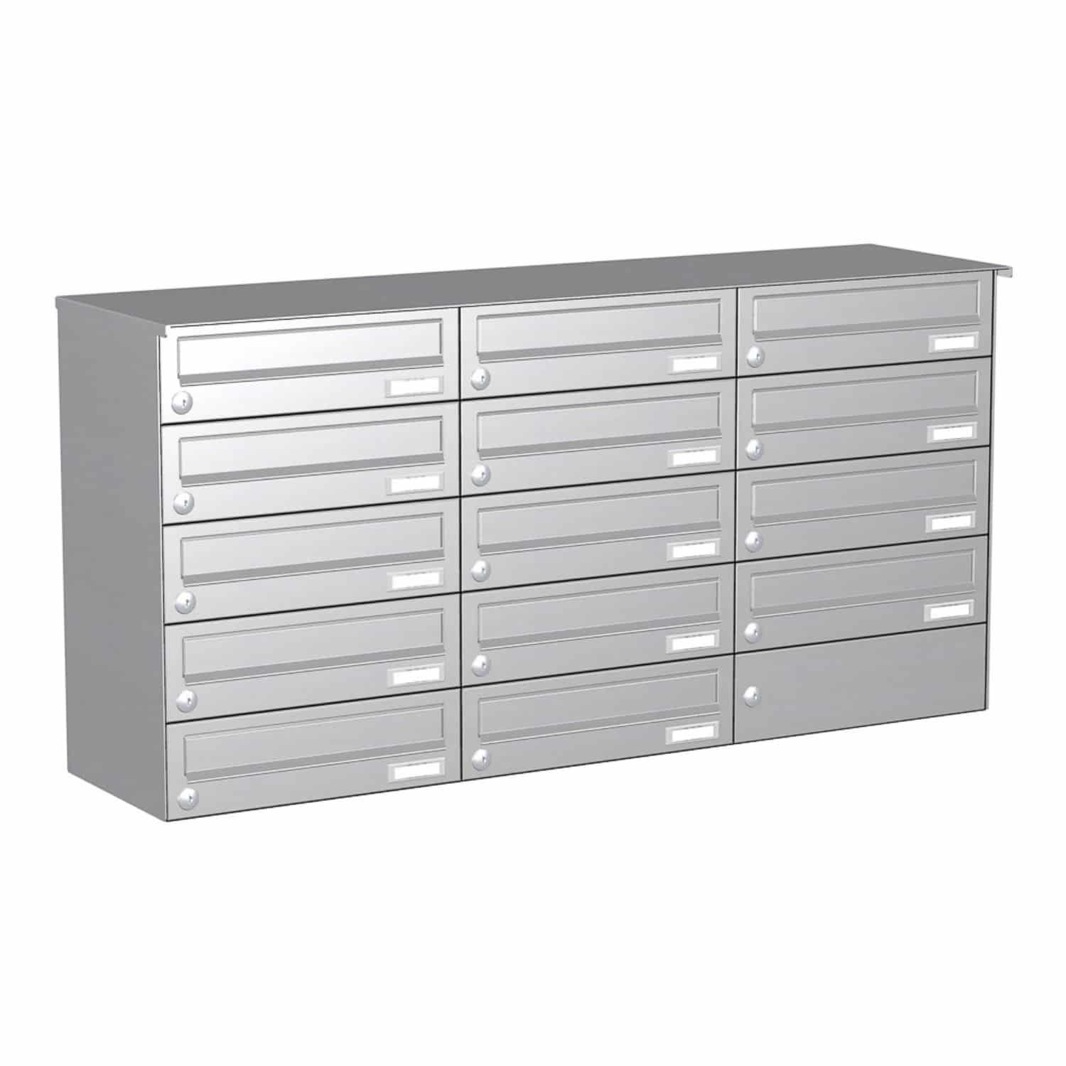 Briefkastenanlage | Aufputz | 14-fach | Waagerecht | Edelstahl