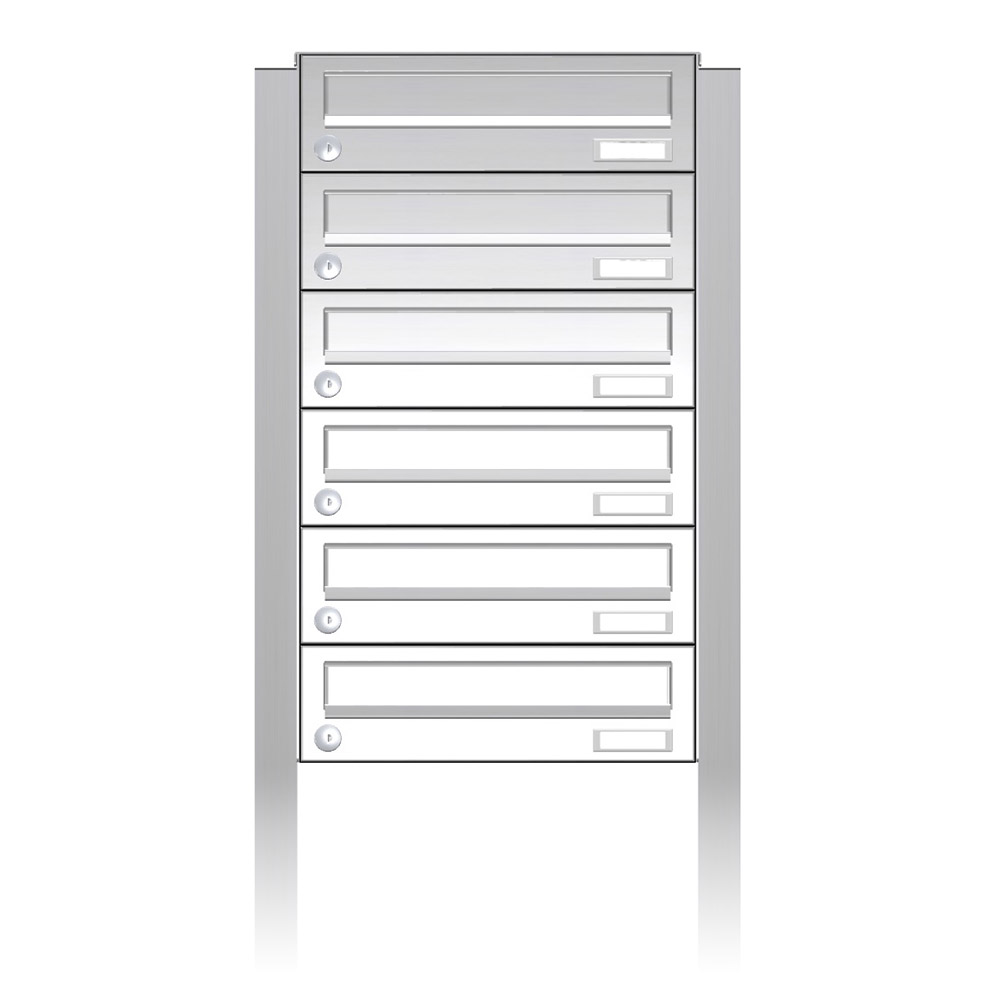 Briefkastenanlage | Freistehend | 6-fach | Waagerecht | Edelstahl