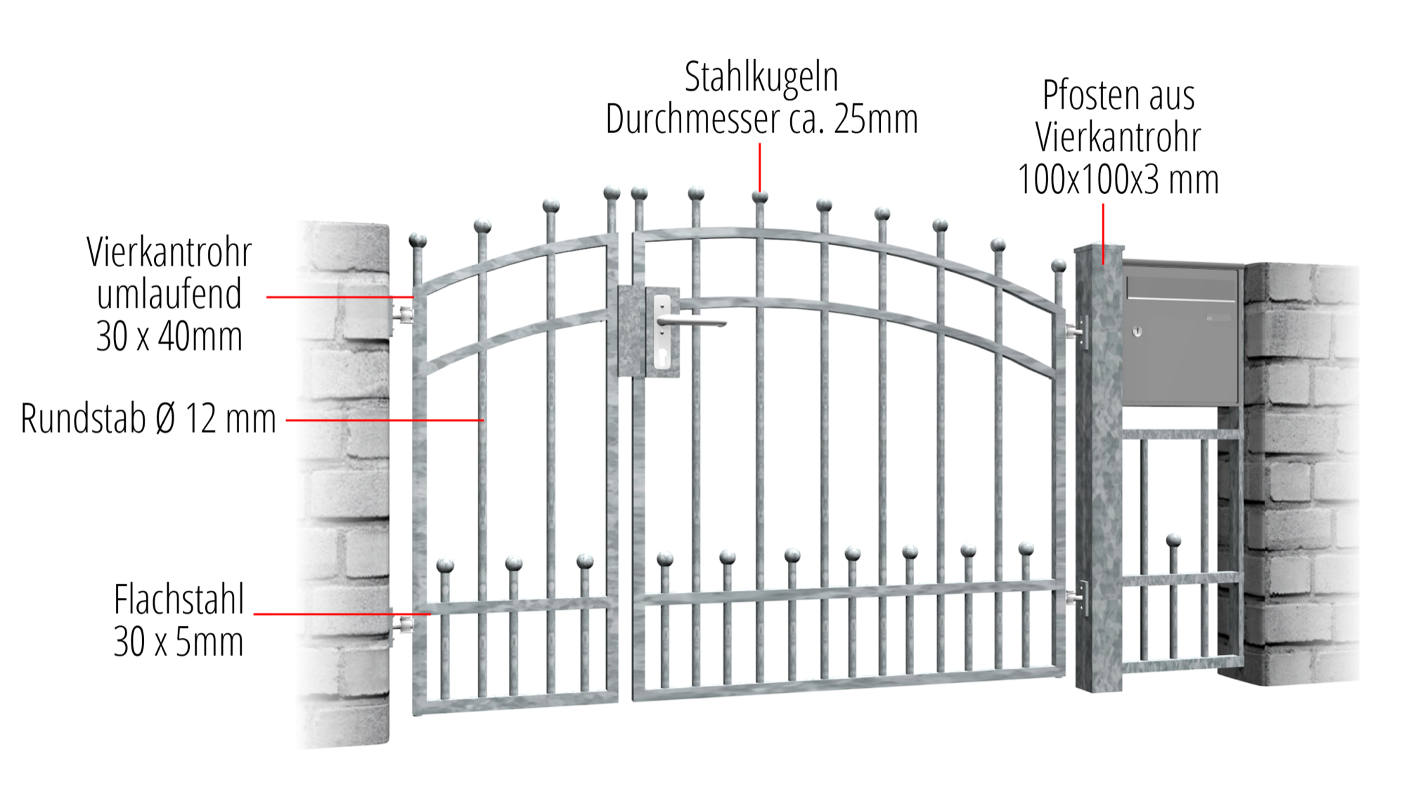 Tuindeur verzinkt 2-vleugelig Bonn, OB, BK