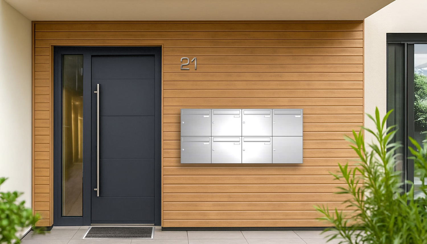 Briefkastenanlage | Aufputz | 7-fach | Senkrecht | Edelstahl