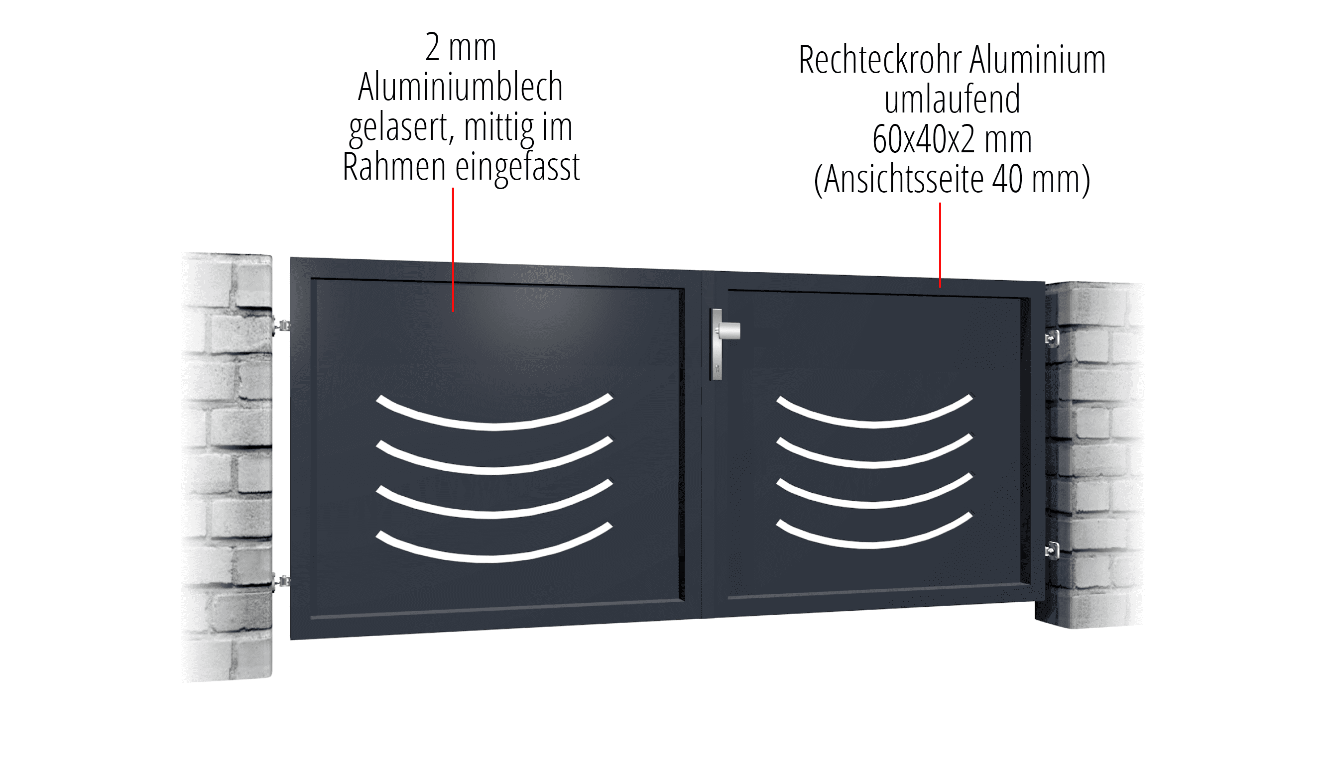 Tuinpoort aluminium 2-vleugelig privacyscherm SN, GE