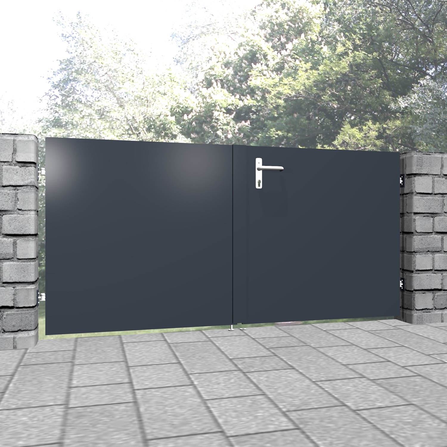 Tuinpoort aluminium 2-vleugelig privacyscherm BD, GE