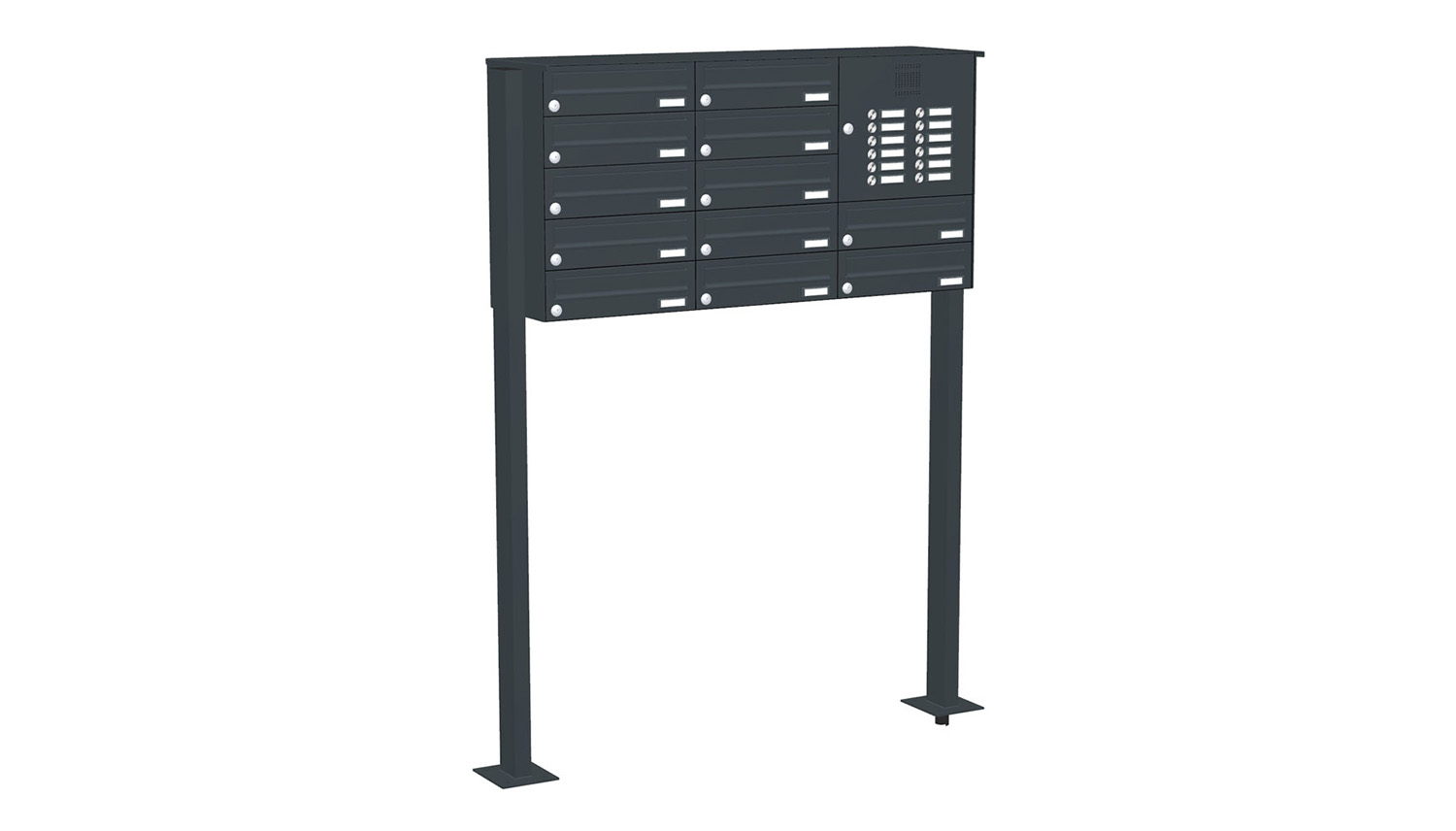 Briefkastenanlage | Freistehend | 12-fach | Waagerecht | Audio | Video | Farbe